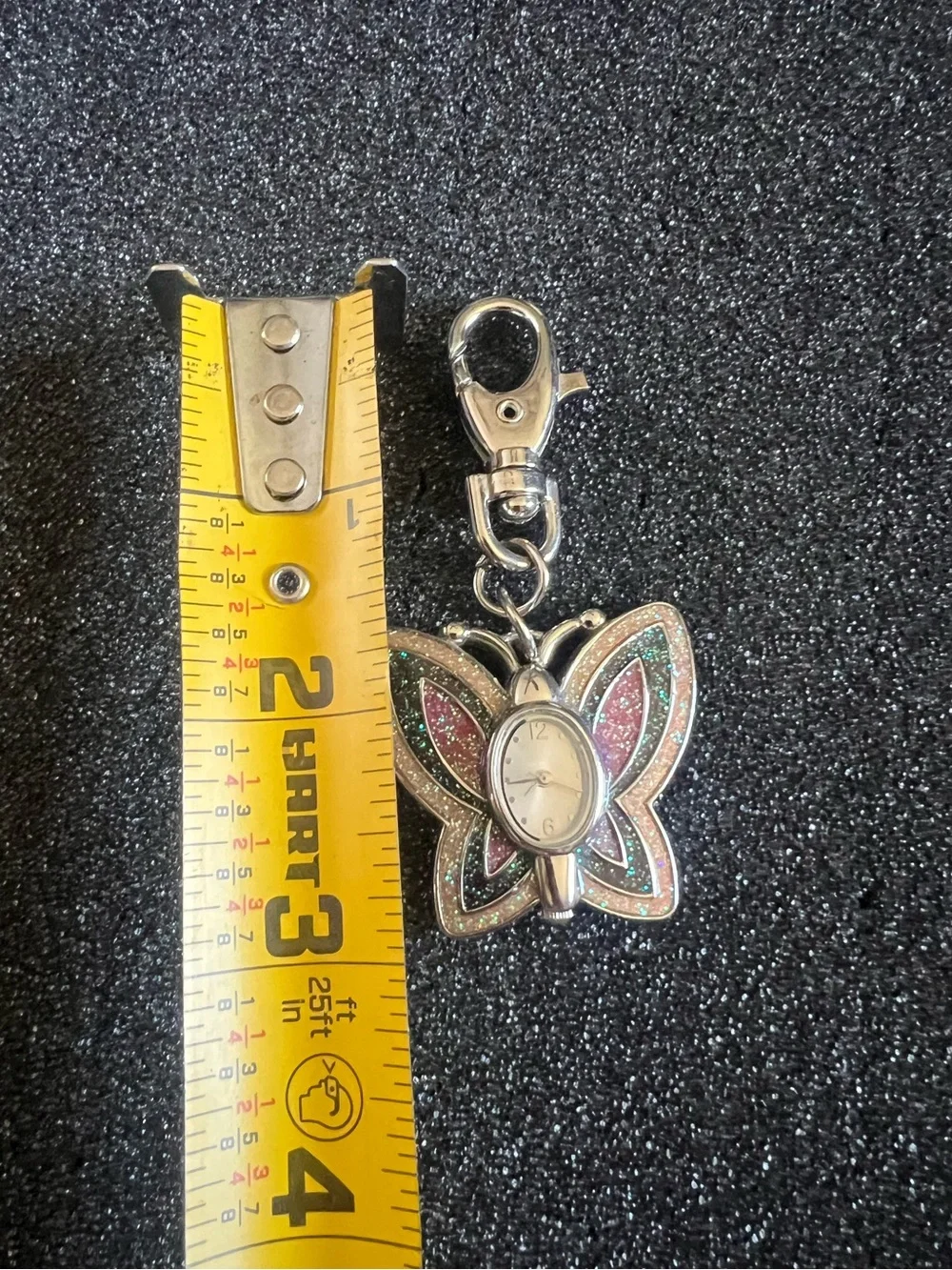 Silver tone Clip On Butterfly Watch Charm